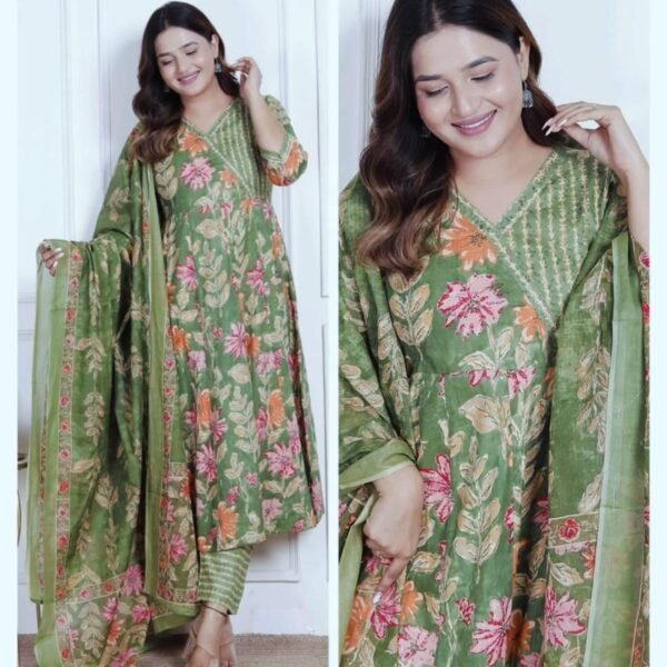 Women Kurti Set - Green